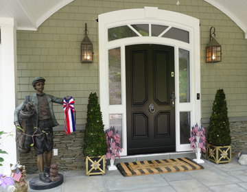 Front Door C141 model in Black with White sidelights and upper transom