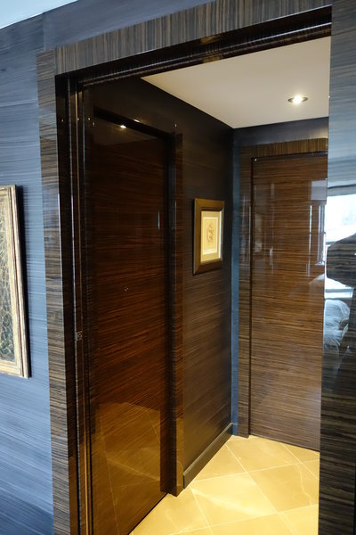 Pocket doors have been used to optimize space