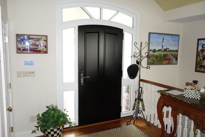 Front Door C141 model in Black with White sidelights and upper transom