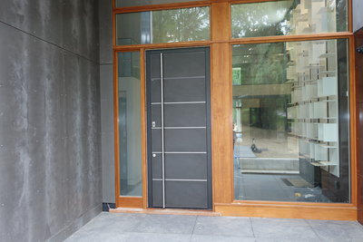 Front door with ceramic exterior