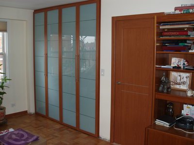 Custom closet doors in Master bedroom