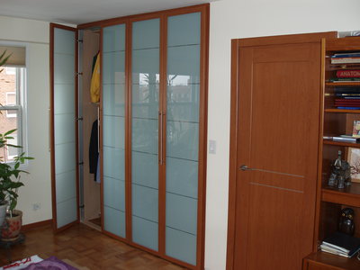 Custom closet doors in Master bedroom