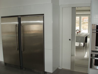 Pocket door in kitchen to save space
