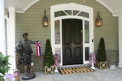 Front Door C141 model in Black with White sidelights and upper transom